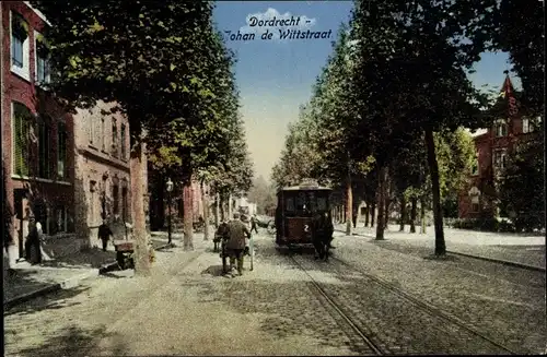 Ak Dordrecht Südholland Niederlande, Johan de Wittstraat, Pferdestraßenbahn 2