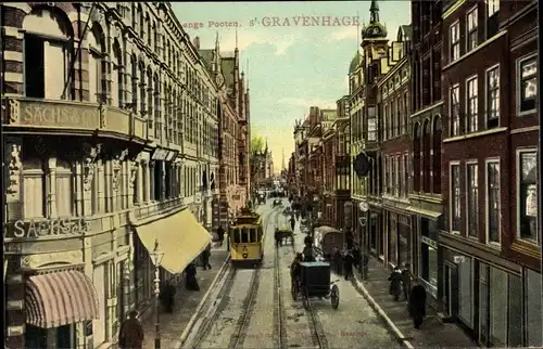 Ak 's Gravenhage Den Haag Südholland, Lange Pooten, Straßenpartie