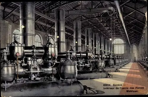 Ak Genève Genf Schweiz, Interieur de l'usine des Forces Motrices, Innenansicht des Wasserkraftwerks