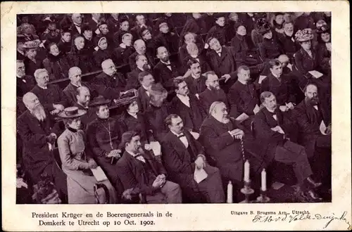 Ak Utrecht Niederlande, Burenversammlung in der Domkirche 1902, Präsident Ohm Krüger