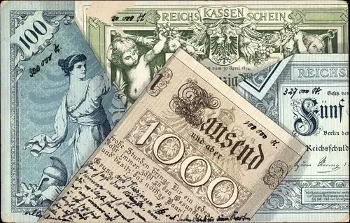 Litho Reichskassenschein, Tausend Mark, Geldscheine