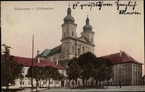 Ak Waldsassen in der Oberpfalz, Kirchenplatz