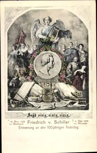 Künstler Ak Schriftsteller Friedrich von Schiller, 100. Todestag 1905