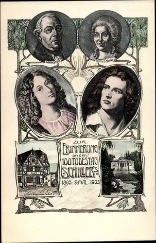 Passepartout Ak Weimar in Thüringen, Schriftsteller Friedrich von Schiller, Familie, Fürstengruft