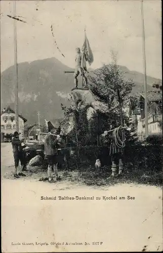 Ak Kochel am See in Oberbayern, Schmid Balthes Denkmal