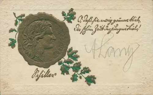 Präge Litho Schriftsteller Friedrich von Schiller, Portrait