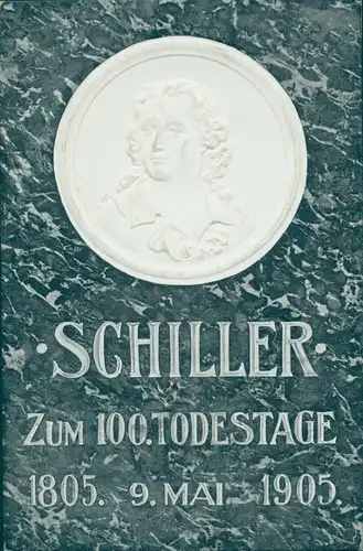 Präge Litho Schriftsteller Friedrich von Schiller, Gedenken zum 100. 9. Mai Todestag 1905, Portrait