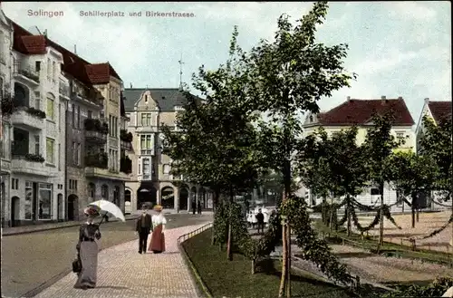 Ak Solingen Westfalen, Schillerplatz und Birkerstraße, Häuser