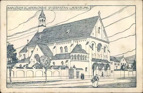 Künstler Ak Augsburg in Schwaben, Kapuzinerklosterkirche