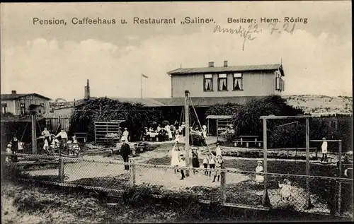 Ak Nordseebad Wangerooge in Ostfriesland, Restaurant Saline, Garten, Spielplatz