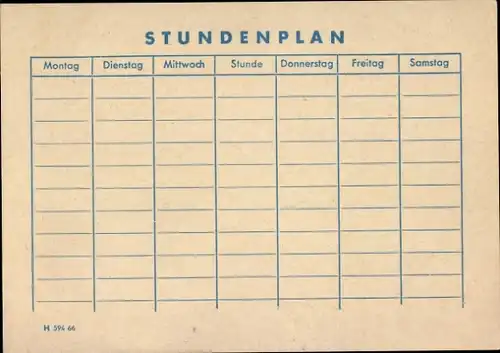 Stundenplan Österreich Schulhefte von HJ - Junge mit Schulranzen um 1960