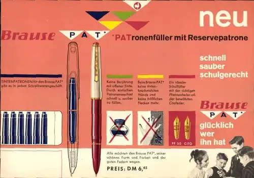 Stundenplan Brause Patronenfüller mit Reservepatrone, Füller um 1960