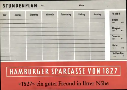 Stundenplan Hambuger Sparkasse von 1827, Tierspuren Abdrücke von Wildtieren um 1960