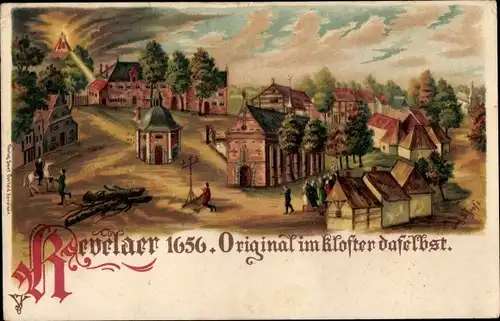 Litho Kevelaer am Niederrhein, Ort im Jahre 1656, Kloster