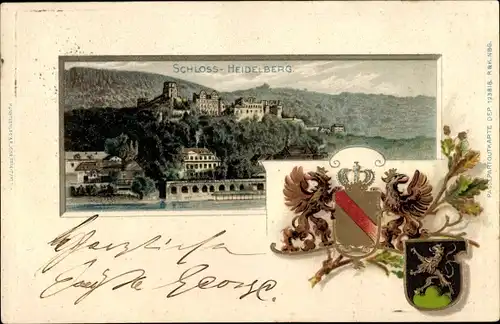 Präge Wappen Litho Heidelberg am Neckar, Schloss