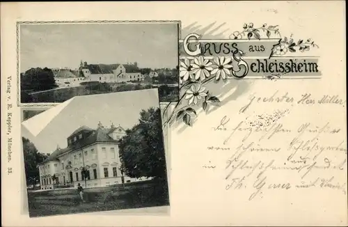 Ak Schleißheim in Oberbayern, Blick zum Schloss
