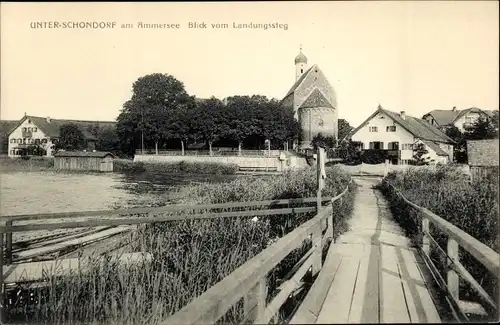 Ak Unterschondorf Schondorf am Ammersee Oberbayern, Blick vom Landungssteg