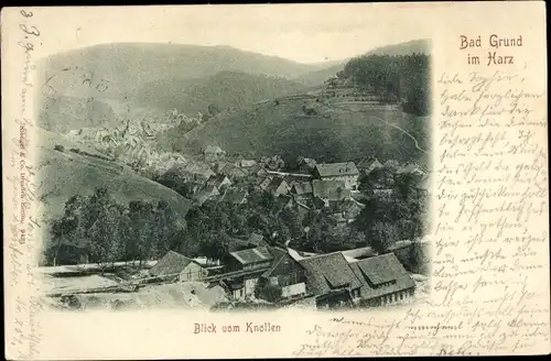 Ak Bad Grund im Harz, Blick vom Knollen auf den Ort