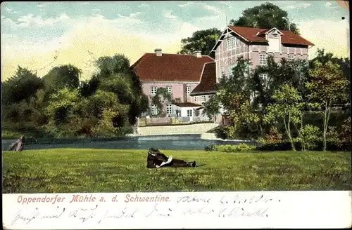Ak Oppendorf Schönkirchen in Holstein, Oppendorfer Mühle an der Schwentine