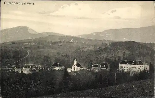 Ak Gutenberg an der Raabklamm Steiermark, Blick auf den Ort mit Umgebung