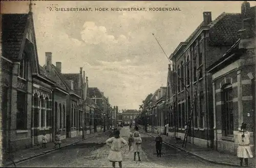 Ak Roosendaal Nordbrabant Niederlande, V. Gielsestraat hoek Nieuwstraat