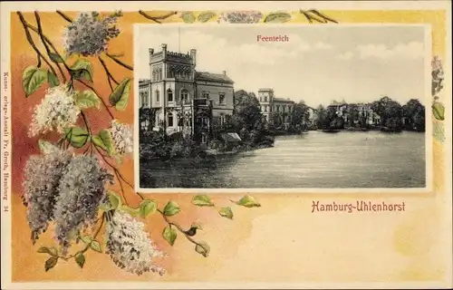 Passepartout Ak Hamburg Nord Uhlenhorst, Feenteich, Flieder