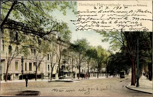Ak Hamburg Eimsbüttel Harvestehude, Brunnen am Mittelweg