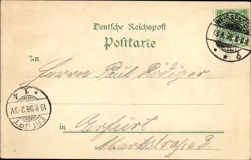 Litho Weißenfels an der Saale, Kirche, Post, Brücke, Bahnhof, Totalansicht