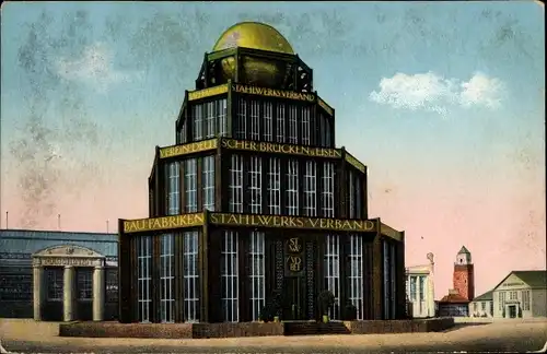 Ak Leipzig in Sachsen, Baufachausstellung 1913, Gebäude Stahlwerksverband