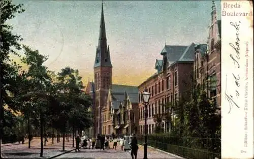 Ak Breda Nordbrabant, Boulevard, Kirchturm