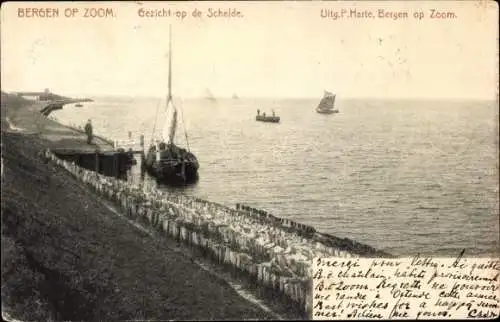 Ak Bergen op Zoom Nordbrabant Niederlande, Gezicht op de Schelde