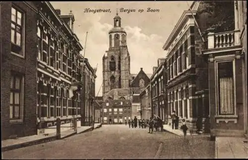 Ak Bergen op Zoom Nordbrabant Niederlande, Hoogstraat, Kirche