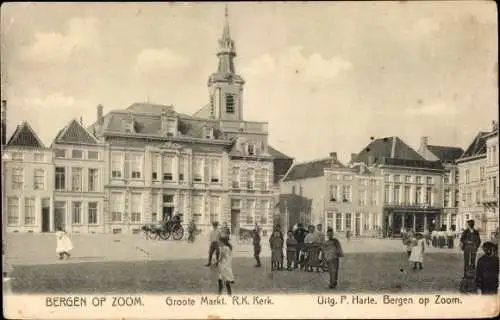 Ak Bergen op Zoom Nordbrabant Niederlande, Groote Markt, R. K. Kerk