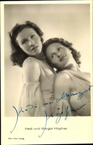 Ak Schauspielerinnen Hedi und Margot Höpfner, Portrait, Autogramm
