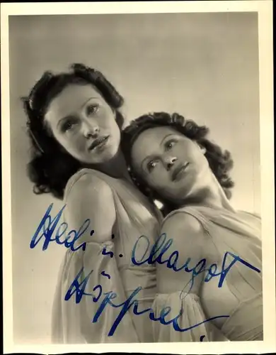 Ak Schauspielerinnen Hedi und Margot Höpfner, Portrait, Autogramm