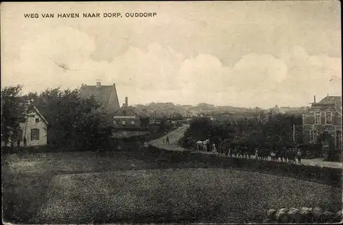 Ak Ouddorp Südholland, Weg van Haven naar Dorp