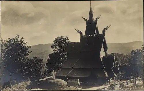 Ak Bergen Norwegen, Stabkirche Fantoft