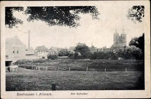 Ak Seehausen in der Altmark, Am Schultor