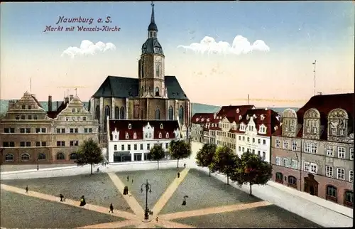 Ak Naumburg Saale, Markt mit Wenzelskirche, Rathaus