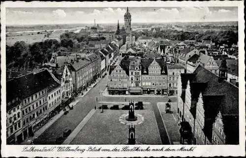 Ak Lutherstadt Wittenberg, Blick von der Stadtkirche, Markt