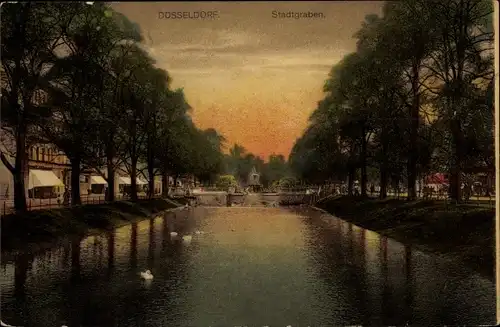 Ak Düsseldorf am Rhein, Stadtgraben