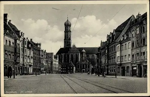 Ak Augsburg in Schwaben, St. Ulrich, Straßenansicht