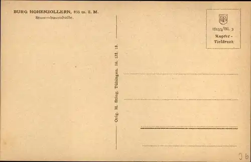 Ak Zimmern Bisingen im Zollernalbkreis, Burg Hohenzollern, Stammbaumhalle