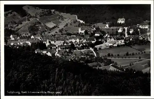 Ak Sulzburg im Markgräflerland Baden Schwarzwald, Fliegeraufnahme