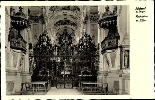 Ak Schöntal am Jagst, Partie an der Kirche, Hochaltar mit Gitter
