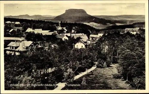 Ak Gohrisch in Sachsen, Teilansicht von Ortschaft, Blick auf Lilienstein