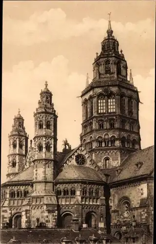Ak Mainz am Rhein. Dom, Westtürme vom Leichhof