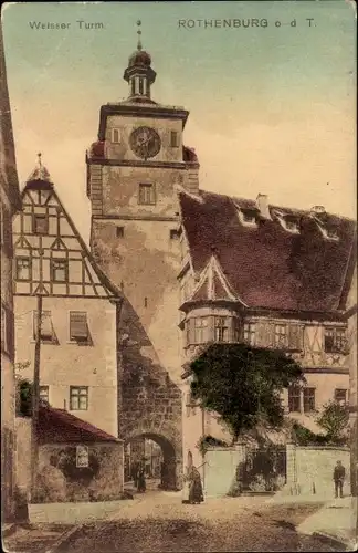 Ak Rothenburg ob der Tauber Mittelfranken, Weißer Turm