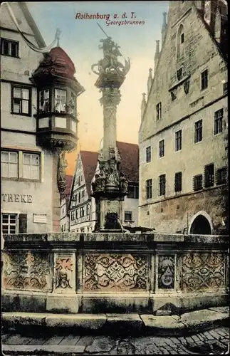 Ak Rothenburg ob der Tauber Mittelfranken, Georgsbrunnen