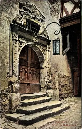 Ak Rothenburg ob der Tauber Mittelfranken, Portal im Rathaushof